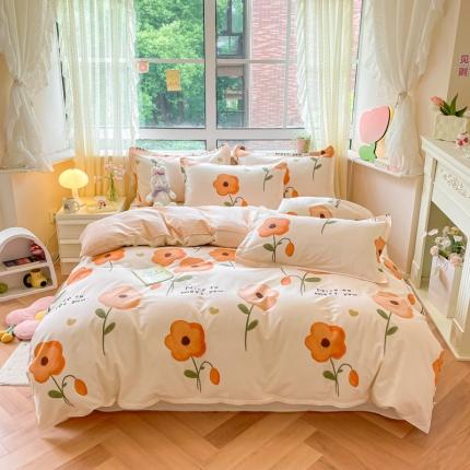 91家纺网 家纺一手货源 找家纺 铭成家纺 2024新款全棉小清新系列单被套（预留缩水）花满荷塘