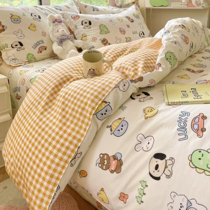 91家纺网 家纺一手货源 找家纺 铭成家纺 2024新款全棉小清新系列单被套（预留缩水）摩西乐园