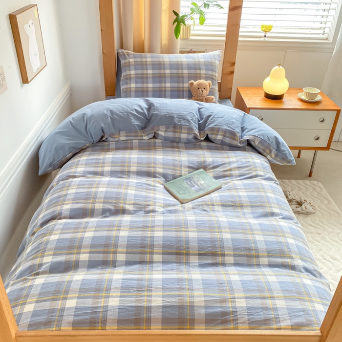 91家纺网 家纺一手货源 找家纺 （总）吉象 2025新款色织学生水洗棉上下铺三件套