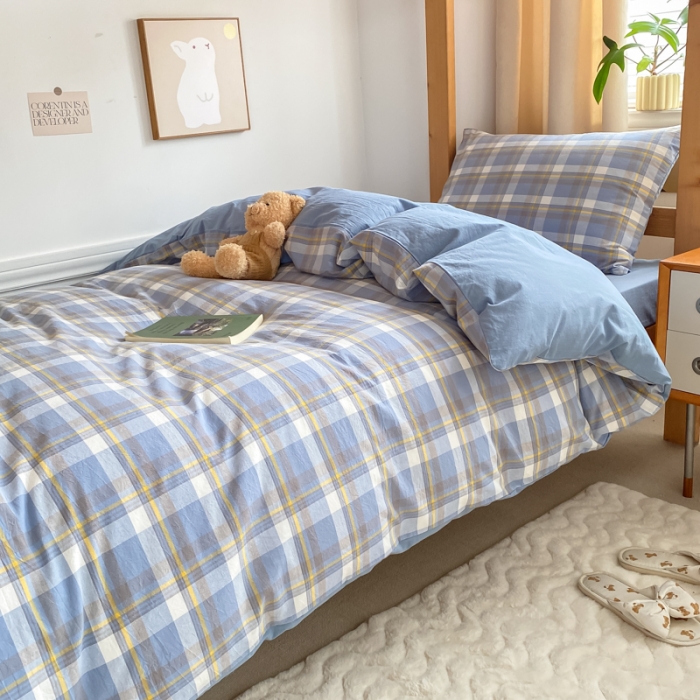 91家纺网 家纺一手货源 找家纺 （总）吉象 2025新款色织学生水洗棉上下铺三件套