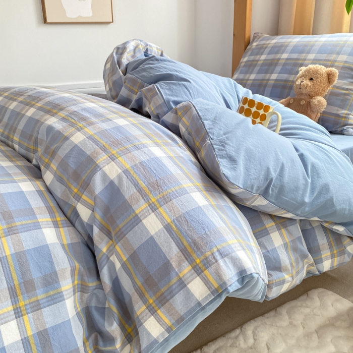 91家纺网 家纺一手货源 找家纺 吉象 2025新款色织学生水洗棉上下铺三件套 初春