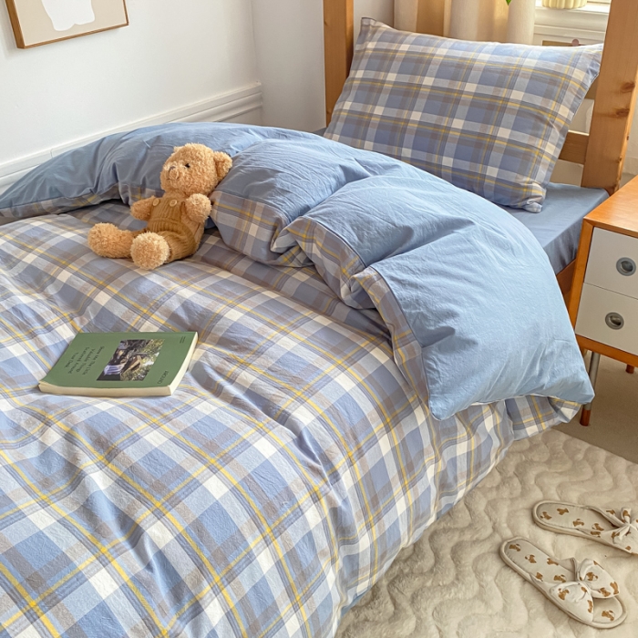 91家纺网 家纺一手货源 找家纺 吉象 2025新款色织学生水洗棉上下铺三件套 初春