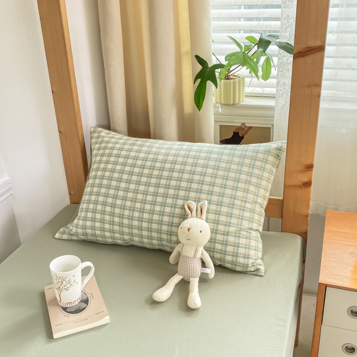 91家纺网 家纺一手货源 找家纺 吉象 2025新款色织学生水洗棉上下铺三件套 春风曲