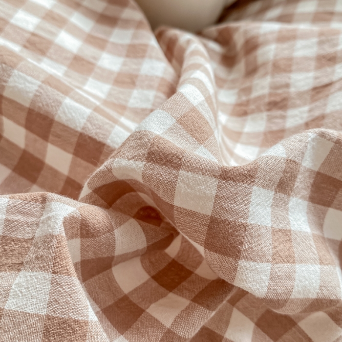 91家纺网 家纺一手货源 找家纺 吉象 2025新款色织学生水洗棉上下铺三件套 咖小格