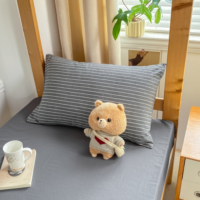 91家纺网 家纺一手货源 找家纺 吉象 2025新款色织学生水洗棉上下铺三件套 拿铁