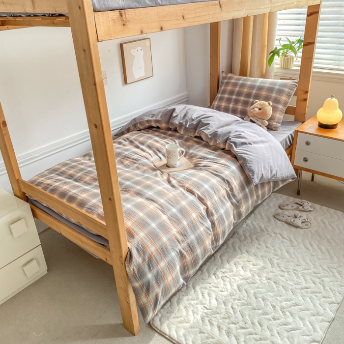 91家纺网 家纺一手货源 找家纺 吉象 2025新款色织学生水洗棉上下铺三件套 乔纳森