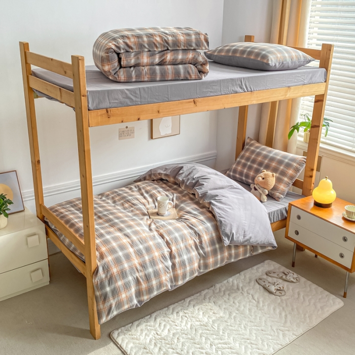 91家纺网 家纺一手货源 找家纺 吉象 2025新款色织学生水洗棉上下铺三件套 乔纳森