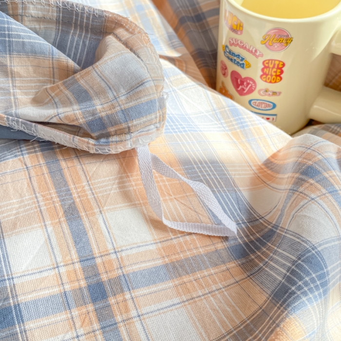 91家纺网 家纺一手货源 找家纺 吉象 2025新款色织学生水洗棉上下铺三件套 云端