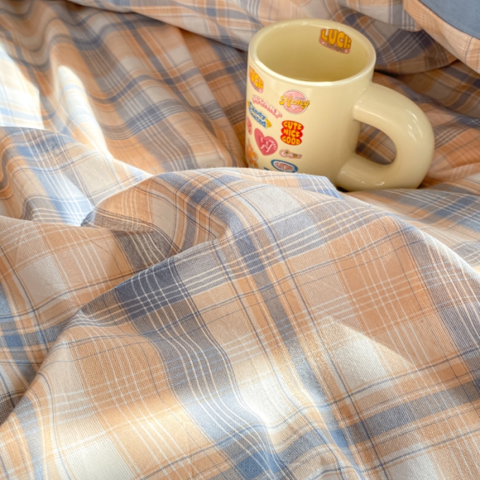 91家纺网 家纺一手货源 找家纺 吉象 2025新款色织学生水洗棉上下铺三件套 云端