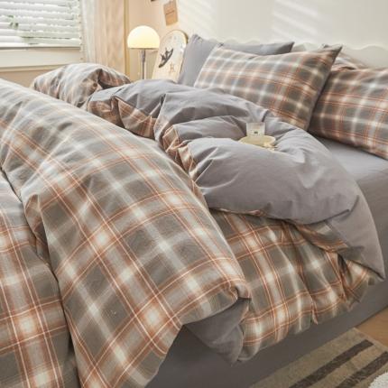 91家纺网 家纺一手货源 找家纺 （总）吉象 2023新款全棉色织水洗棉四件套