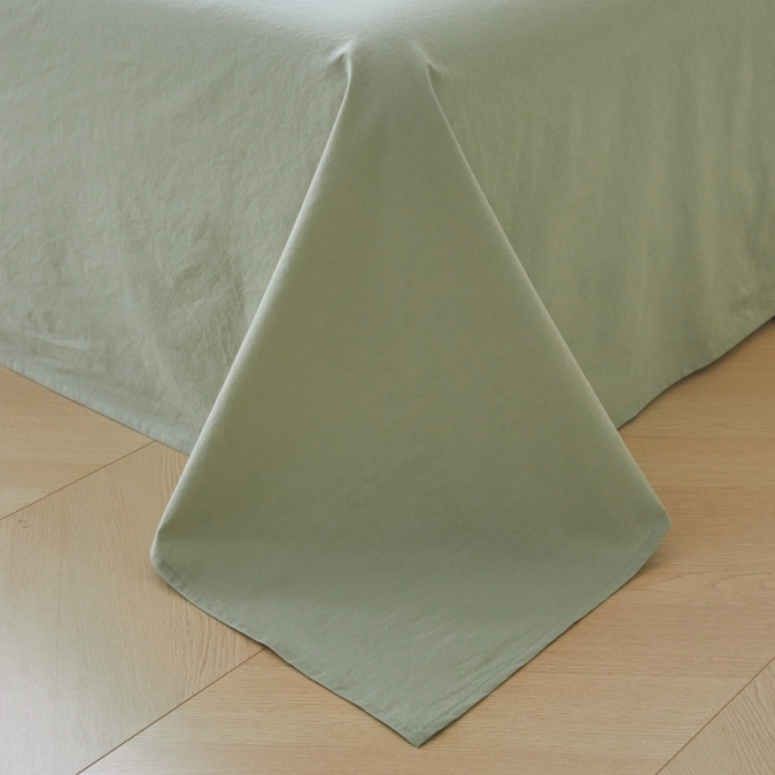 91家纺网 家纺一手货源 找家纺 吉象 2023新款全棉色织水洗棉四件套 初晴绿