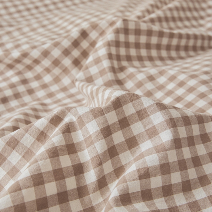 91家纺网 家纺一手货源 找家纺 吉象 2023新款全棉色织水洗棉四件套 咖小格