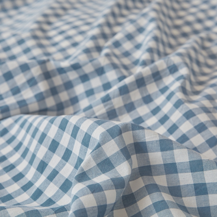 91家纺网 家纺一手货源 找家纺 吉象 2023新款全棉色织水洗棉四件套 蓝小格