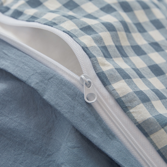 91家纺网 家纺一手货源 找家纺 吉象 2023新款全棉色织水洗棉四件套 蓝小格