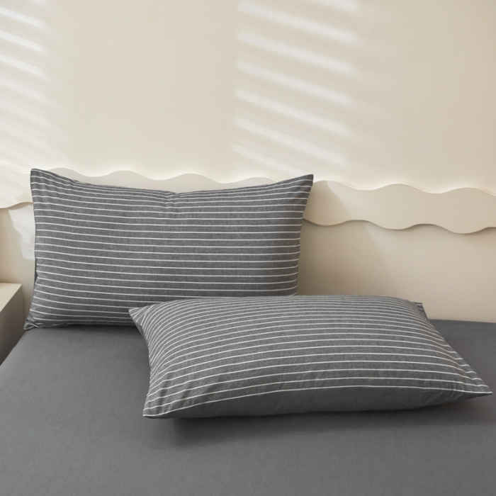 91家纺网 家纺一手货源 找家纺 吉象 2023新款全棉色织水洗棉四件套 拿铁