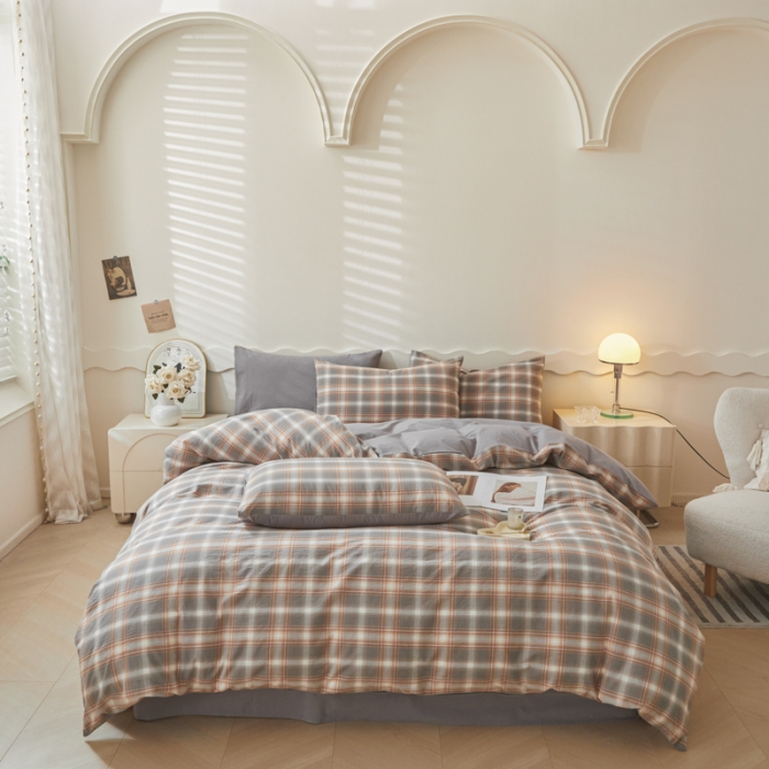 91家纺网 家纺一手货源 找家纺 吉象 2023新款全棉色织水洗棉四件套 乔纳森