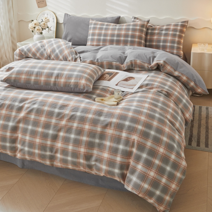 91家纺网 家纺一手货源 找家纺 吉象 2023新款全棉色织水洗棉四件套 乔纳森