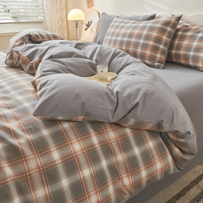 91家纺网 家纺一手货源 找家纺 吉象 2023新款全棉色织水洗棉四件套 乔纳森