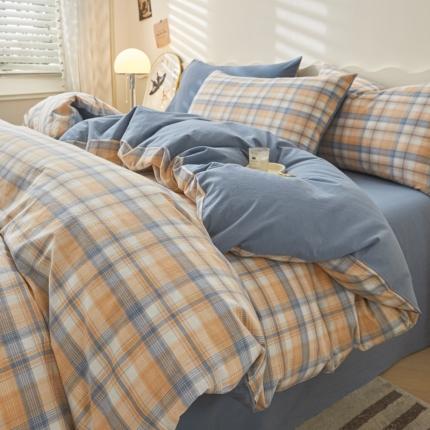 吉象 2023新款全棉色织水洗棉四件套 云端