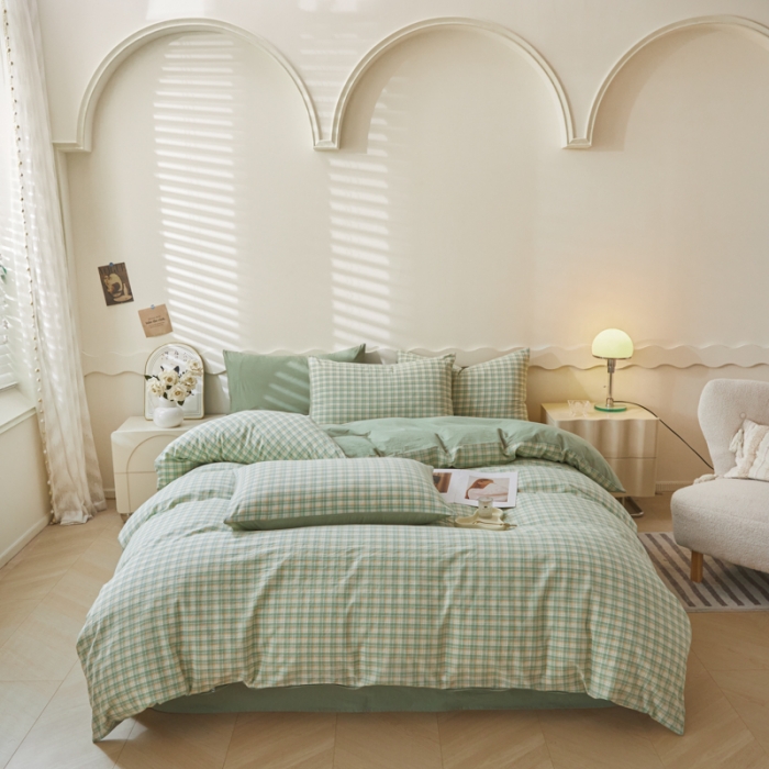 91家纺网 家纺一手货源 找家纺 吉象 2023新款全棉色织水洗棉四件套 春风曲