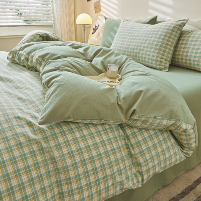 91家纺网 家纺一手货源 找家纺 吉象 2023新款全棉色织水洗棉四件套 春风曲