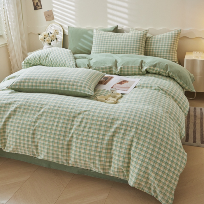 91家纺网 家纺一手货源 找家纺 吉象 2023新款全棉色织水洗棉四件套 春风曲