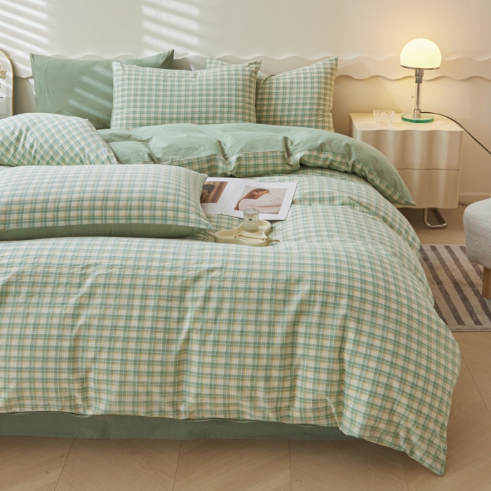 91家纺网 家纺一手货源 找家纺 吉象 2023新款全棉色织水洗棉四件套 春风曲