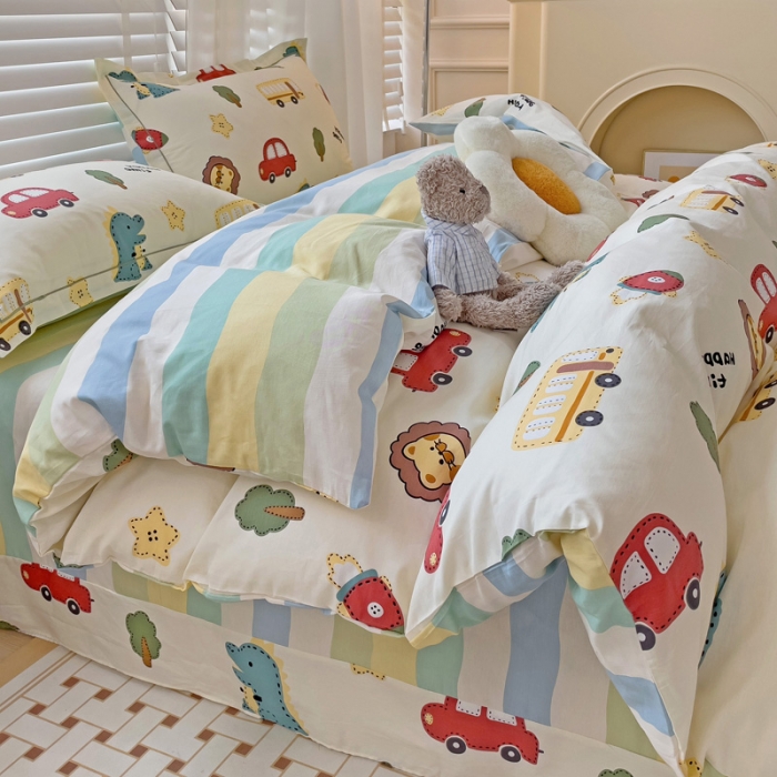 91家纺网 家纺一手货源 找家纺 乐童 2024网红直播爆款吊边＋一字绣工艺款四件套（十） 恐龙萌游记