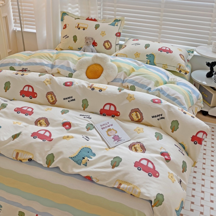 91家纺网 家纺一手货源 找家纺 乐童 2024网红直播爆款吊边＋一字绣工艺款四件套（十） 恐龙萌游记