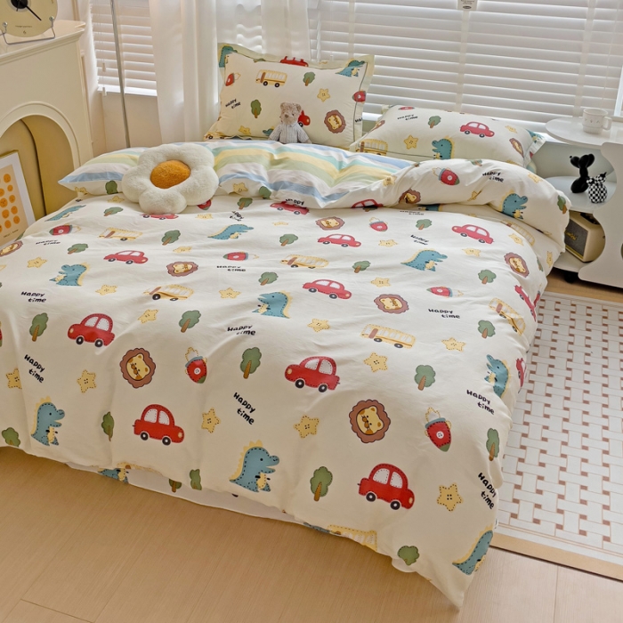 91家纺网 家纺一手货源 找家纺 乐童 2024网红直播爆款吊边＋一字绣工艺款四件套（十） 恐龙萌游记