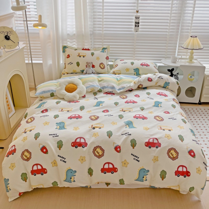 91家纺网 家纺一手货源 找家纺 乐童 2024网红直播爆款吊边＋一字绣工艺款四件套（十） 恐龙萌游记