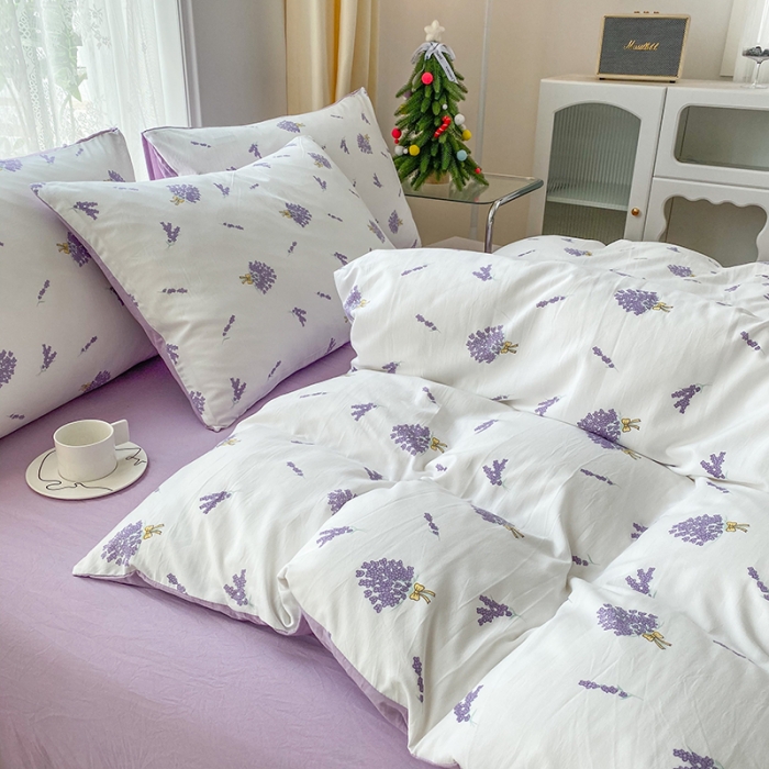 91家纺网 家纺一手货源 找家纺 赫然 2026新款水洗双层纱单品被套 紫色风情