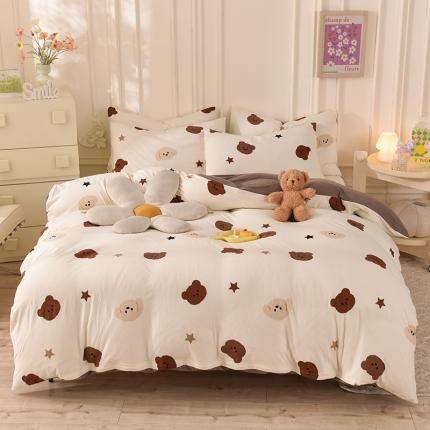 91家纺网 家纺一手货源 找家纺 （总）甜之梦 2025新款针织棉印花四件套（定制任何尺寸）