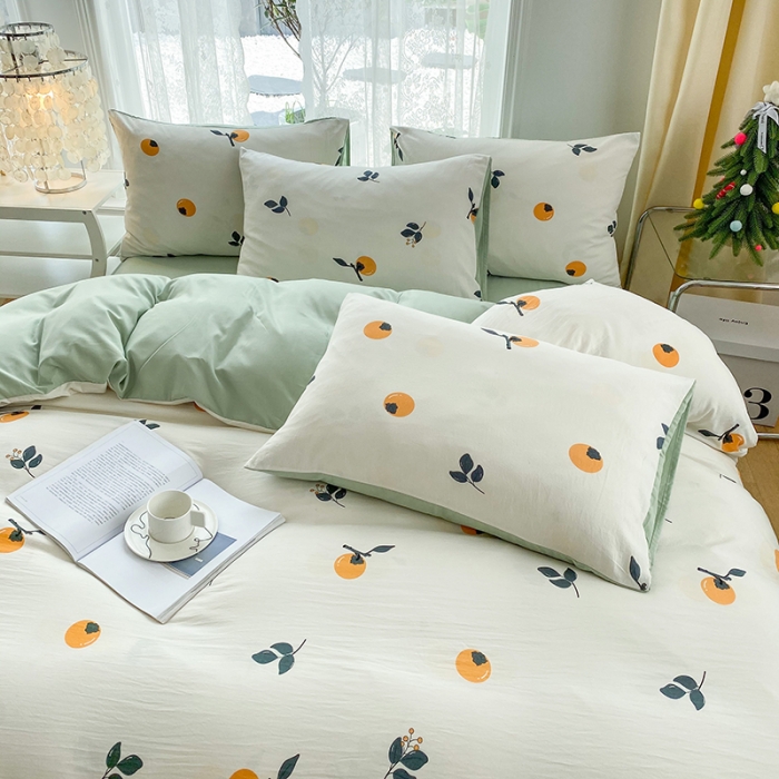 91家纺网 家纺一手货源 找家纺 赫然 2026新款水洗双层纱四件套 好柿成双