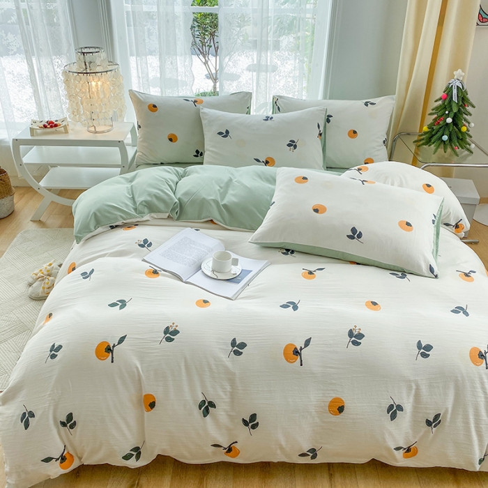 91家纺网 家纺一手货源 找家纺 赫然 2026新款水洗双层纱四件套 好柿成双