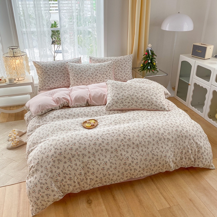 91家纺网 家纺一手货源 找家纺 赫然 2026新款水洗双层纱四件套 秘密花园