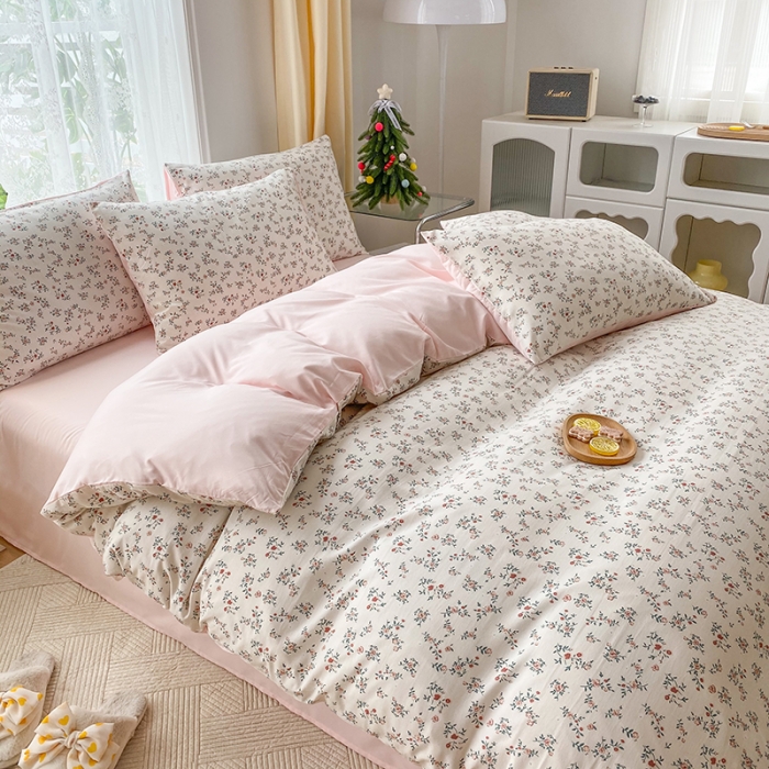 91家纺网 家纺一手货源 找家纺 赫然 2026新款水洗双层纱四件套 秘密花园