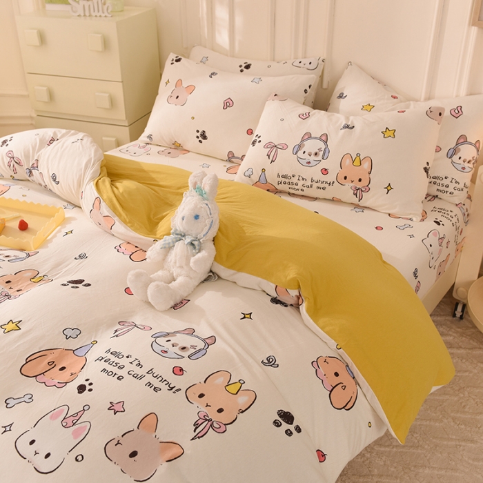 91家纺网 家纺一手货源 找家纺 （总）甜之梦 2025新款针织棉印花四件套（定制任何尺寸）