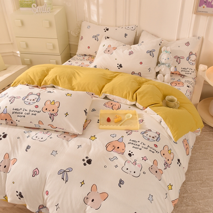 91家纺网 家纺一手货源 找家纺 （总）甜之梦 2025新款针织棉印花四件套（定制任何尺寸）