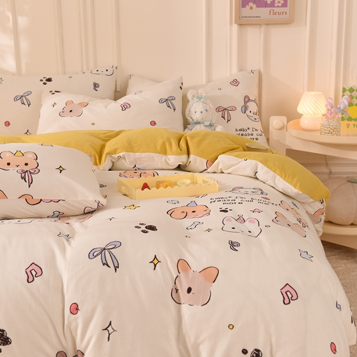 91家纺网 家纺一手货源 找家纺 （总）甜之梦 2025新款针织棉印花四件套（定制任何尺寸）