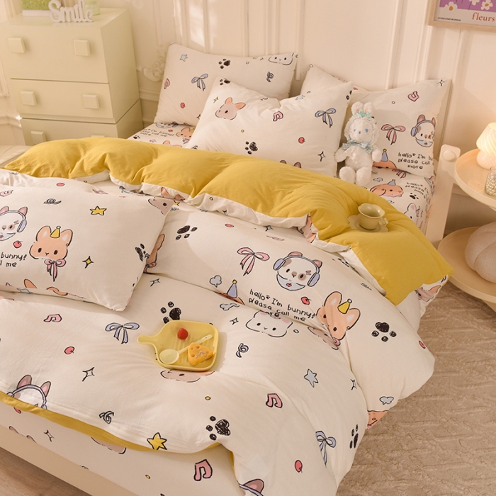 91家纺网 家纺一手货源 找家纺 （总）甜之梦 2025新款针织棉印花四件套（定制任何尺寸）