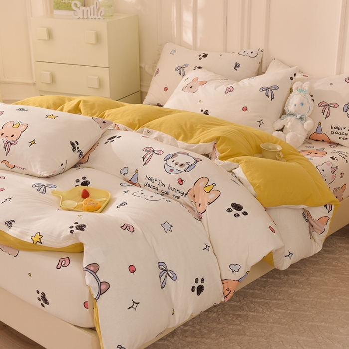 91家纺网 家纺一手货源 找家纺 （总）甜之梦 2025新款针织棉印花四件套（定制任何尺寸）