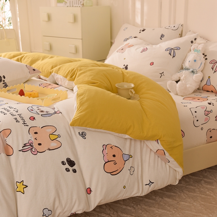 91家纺网 家纺一手货源 找家纺 （总）甜之梦 2025新款针织棉印花四件套（定制任何尺寸）