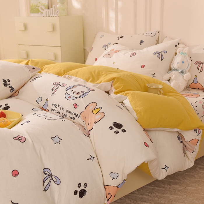 91家纺网 家纺一手货源 找家纺 （总）甜之梦 2025新款针织棉印花四件套（定制任何尺寸）