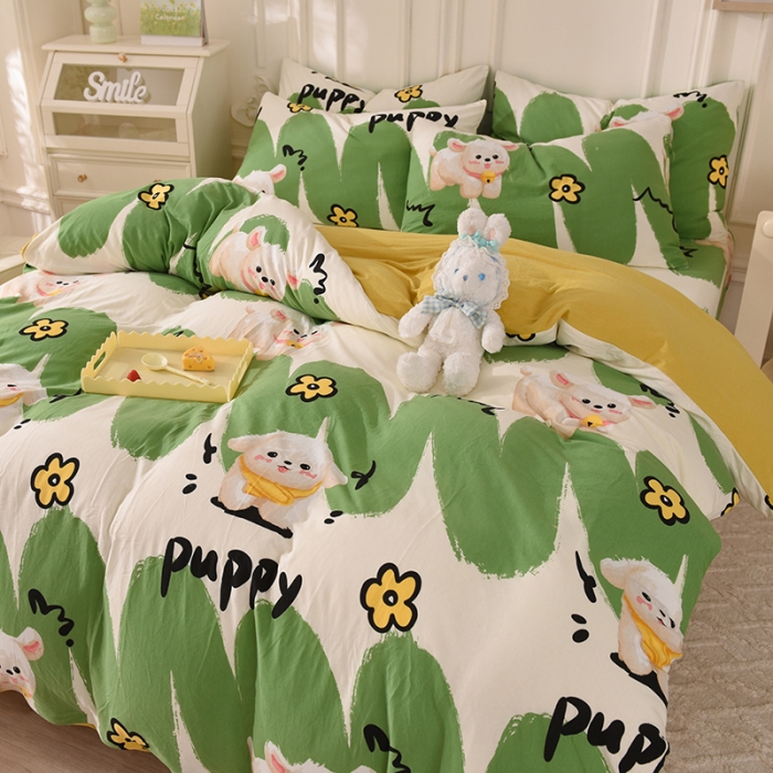 91家纺网 家纺一手货源 找家纺 甜之梦 2025新款针织棉印花四件套 哈基米