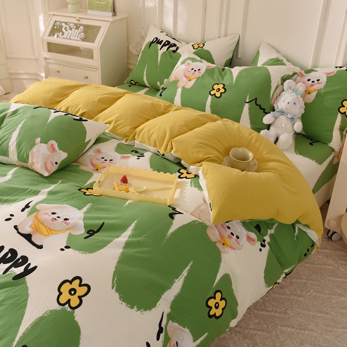 91家纺网 家纺一手货源 找家纺 甜之梦 2025新款针织棉印花四件套 哈基米