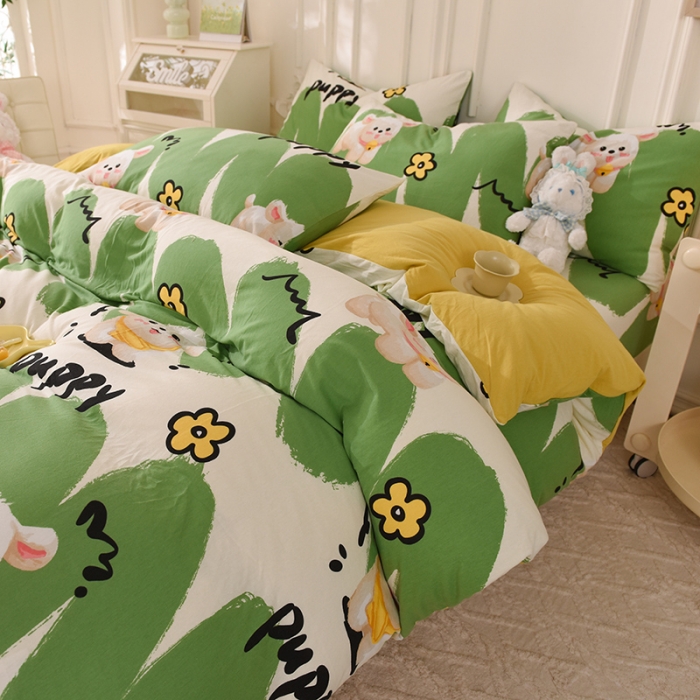 91家纺网 家纺一手货源 找家纺 甜之梦 2025新款针织棉印花四件套 哈基米