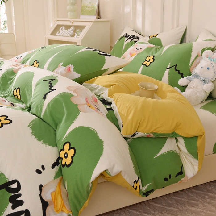 91家纺网 家纺一手货源 找家纺 甜之梦 2025新款针织棉印花四件套 哈基米