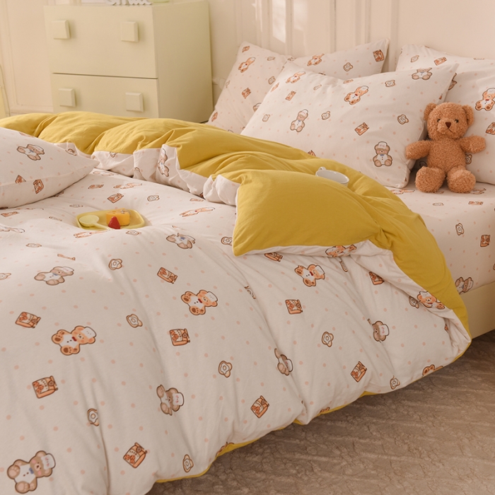 91家纺网 家纺一手货源 找家纺 甜之梦 2025新款针织棉印花四件套 杰瑞的家