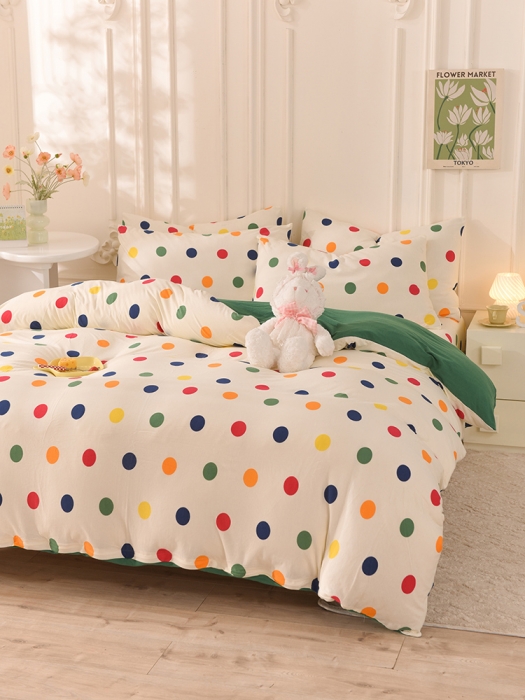 91家纺网 家纺一手货源 找家纺 甜之梦 2025新款针织棉印花四件套 流星点点